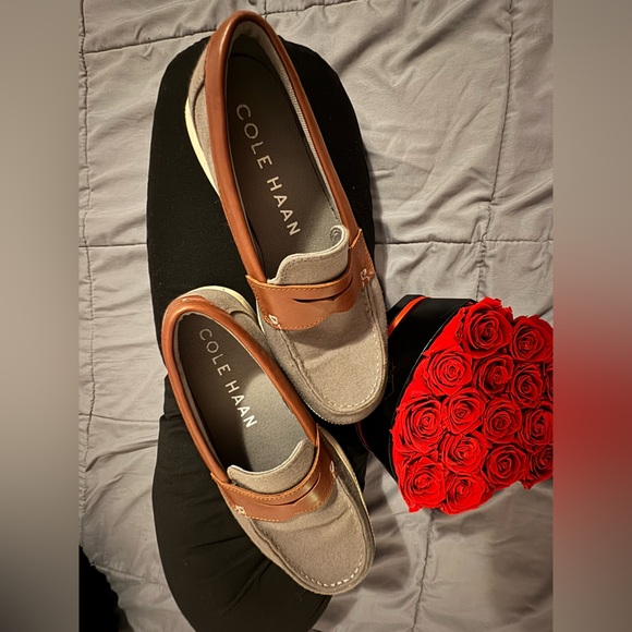 Cole Haan Men's Tan and Gray Slip-On Loafers - Picture 2 of 6